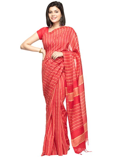 Striped Bhagalpuri Saree With Blouse - 17428031 - Very Small Image - 1