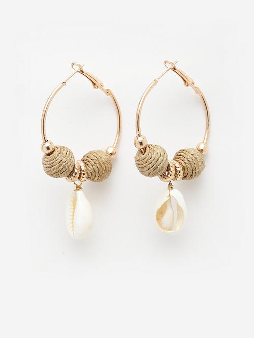 beige metal drop earring - 17428169 - Very Small Image - 1
