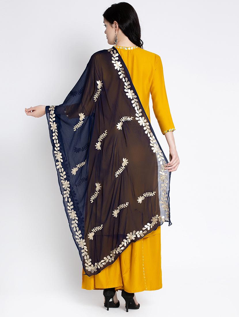 navy gota work dupatta - 17428858 - Standard Image - 2
