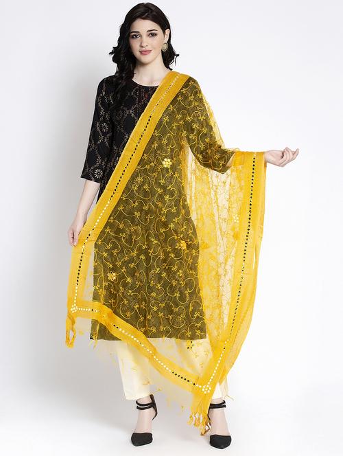 yellow net dupatta - 17428875 - Very Small Image - 1