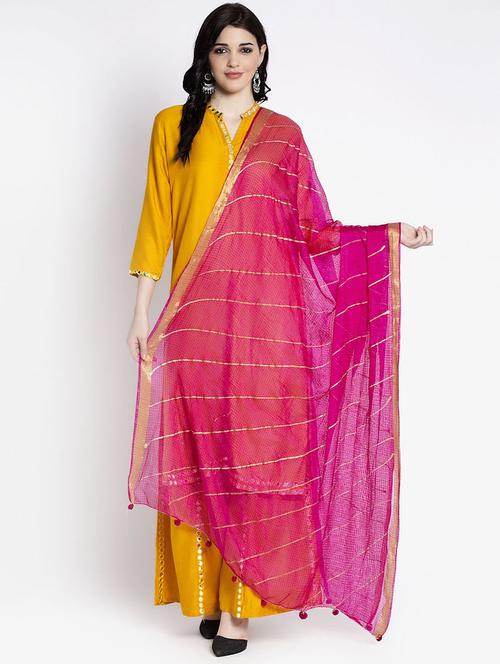 magenta cotton blend dupatta - 17428887 - Very Small Image - 1