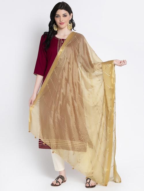 beige cotton blend dupatta - 17428888 - Very Small Image - 1