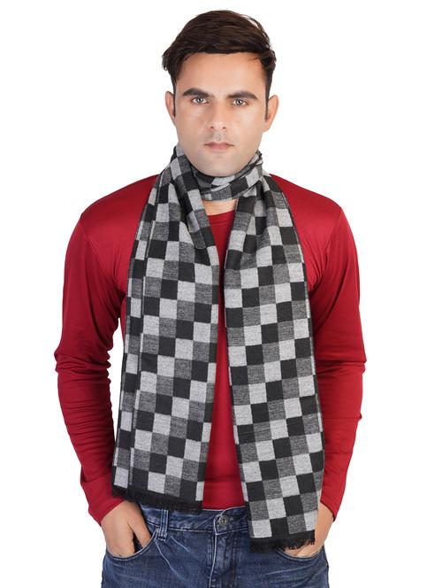 grey checkered muffler - 17430211 - Very Small Image - 1