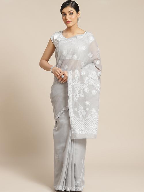 pastel chikankari saree with blouse - 17433023 - Very Small Image - 1