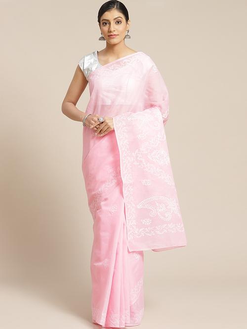 pastel chikankari saree with blouse - 17433027 - Very Small Image - 1
