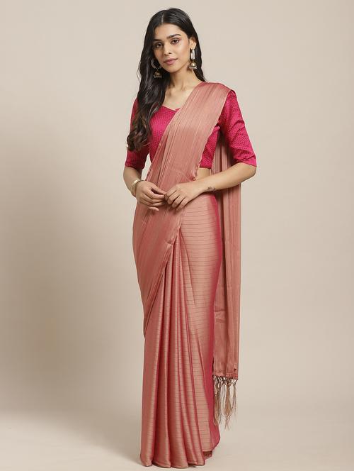 solid plain saree with blouse - 17433753 - Very Small Image - 1