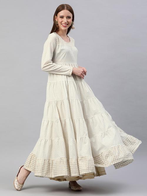 ethnic motifs tiered flare kurta  - 17433874 - Very Small Image - 1
