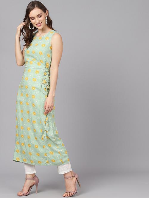 floral straight kurta - 17433916 - Very Small Image - 1