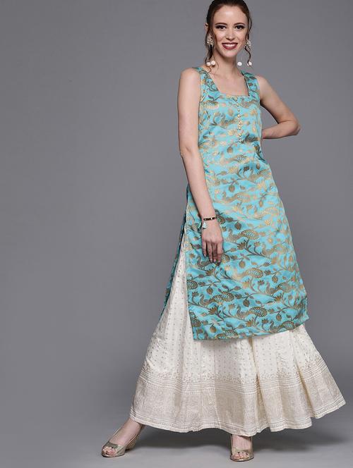 floral straight kurta - 17434051 - Very Small Image - 1