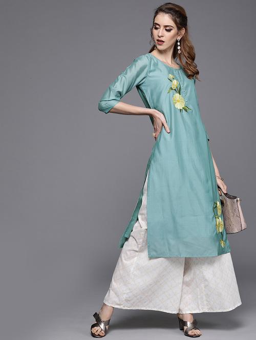 embroidered straight kurta - 17434055 - Very Small Image - 1