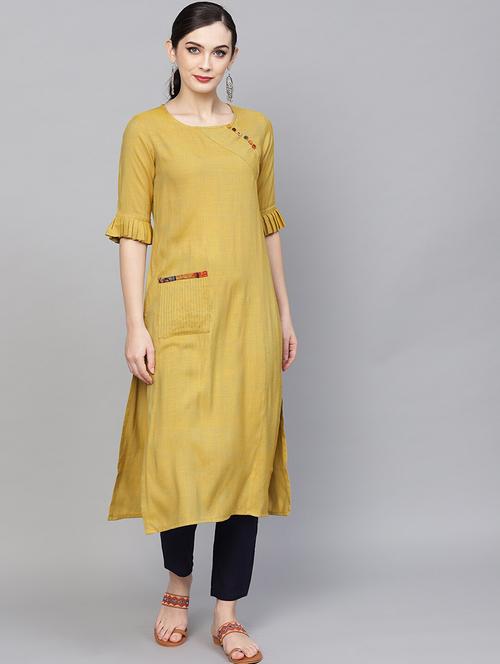 solid a-line kurta - 17434226 - Very Small Image - 1