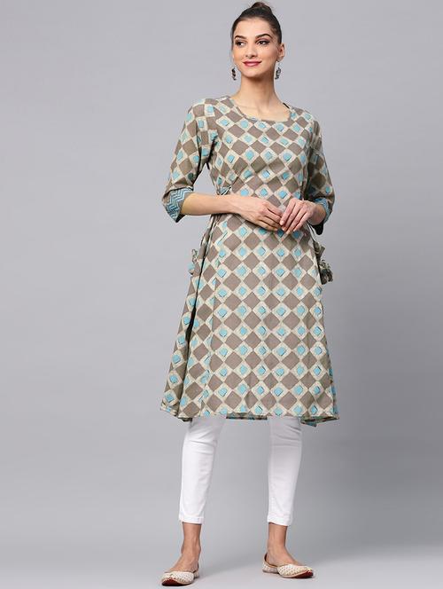 printed a-line kurta - 17434232 - Very Small Image - 1