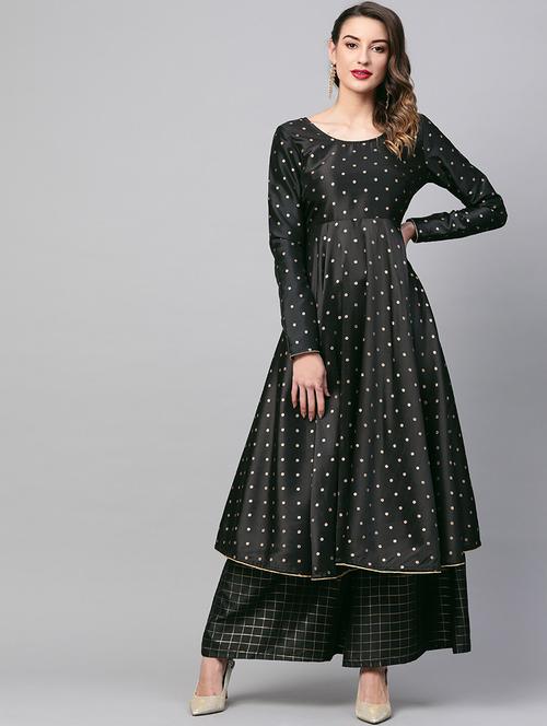 golden woven anarkali kurta - 17434246 - Very Small Image - 1