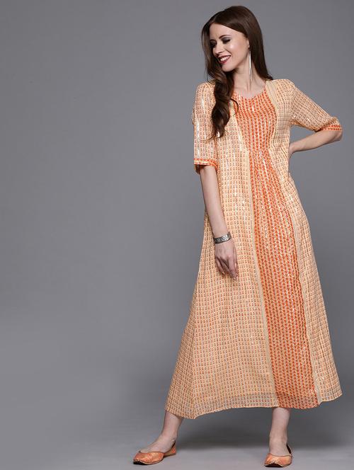 a-line ethnic dress - 17434580 - Very Small Image - 1