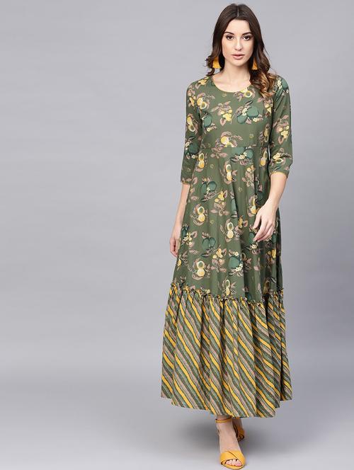 round neck floral maxi dress - 17434818 - Very Small Image - 1