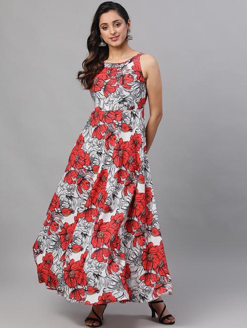 boat neck floral maxi dress - 17434850 - Very Small Image - 1