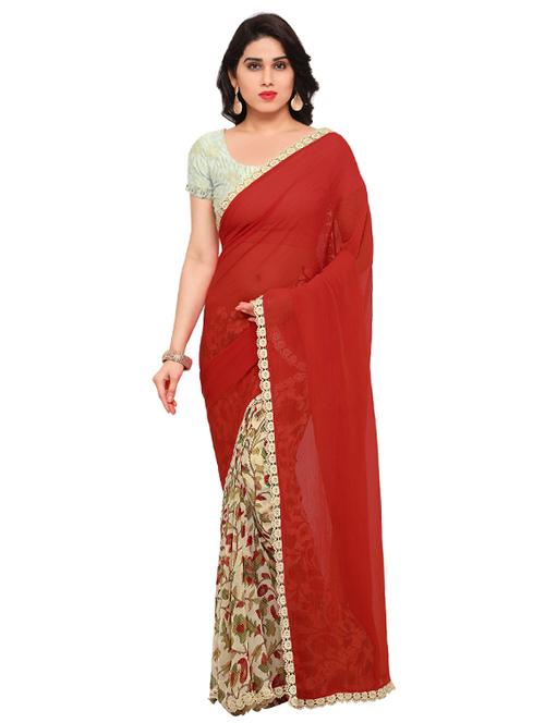 half & half printed saree - 17435049 - Very Small Image - 1