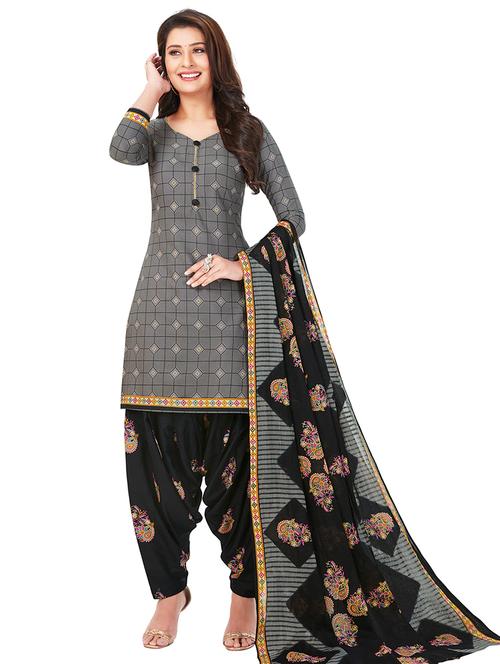 printed unstitched salwar suit - 17435091 - Very Small Image - 1