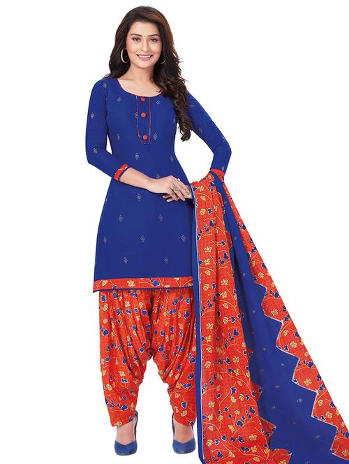 printed unstitched salwar suit - 17435108 - Very Small Image - 1