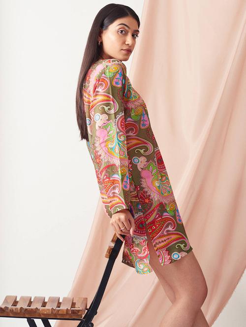 notch neck paisley a-line tunic - 17435256 - Very Small Image - 1