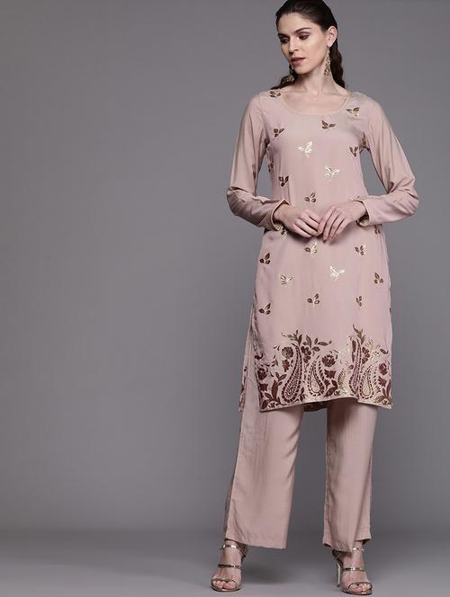 pink cotton blend kurta palazzo  set - 17435465 - Very Small Image - 1