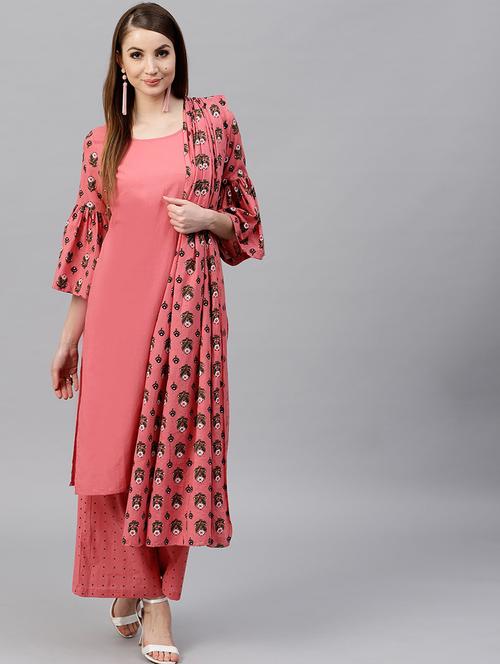 printed kurta palazzo set - 17435550 - Very Small Image - 1