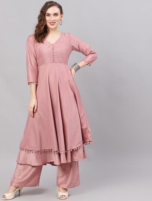 Solid Kurta Palazzo Set - 17435638 - Very Small Image - 1