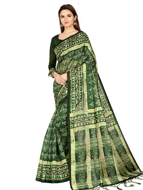 floral chanderi saree with blouse - 17435683 - Very Small Image - 1