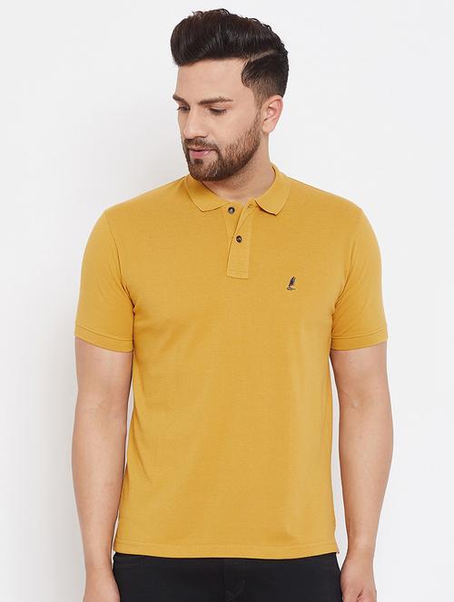 mustard solid polo t-shirt - 17435833 - Very Small Image - 1