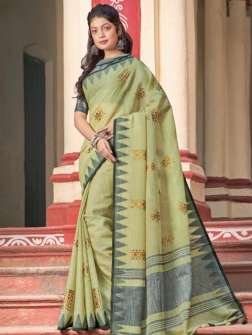 embroidered bordered saree - 17436167 - Very Small Image - 1