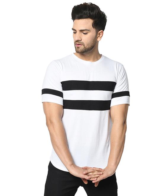 white color block cut & sew t-shirt - 17436891 - Very Small Image - 1
