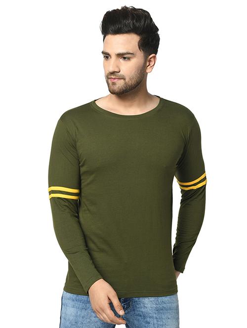 olive green solid taped t-shirt - 17436914 - Very Small Image - 1