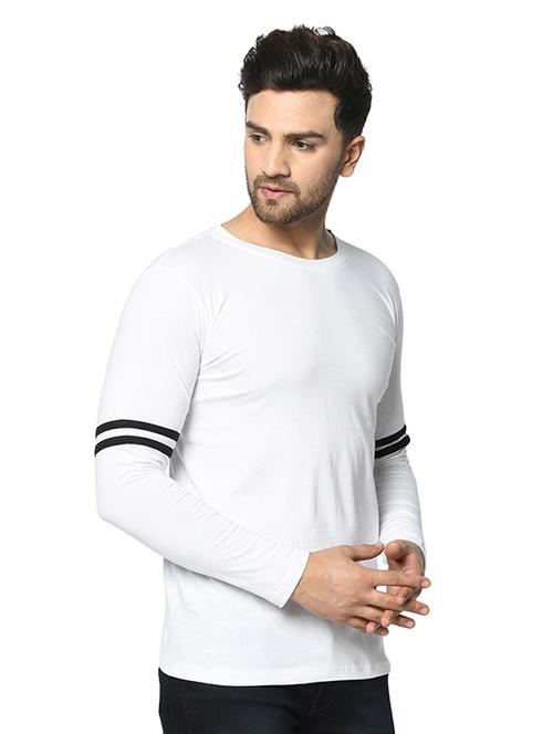 white solid taped t-shirt - 17436917 - Very Small Image - 1