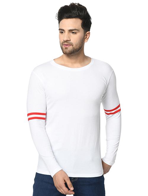 white solid taped t-shirt - 17436918 - Very Small Image - 1