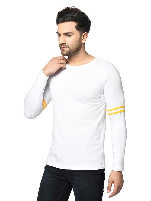 white solid taped t-shirt - 17436919 - Very Small Image - 1