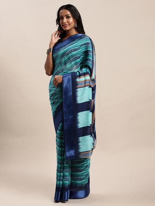 women's self design turquoise colored saree with blouse - 17437690 - Very Small Image - 1