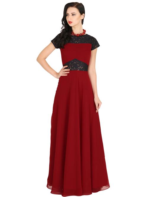 bow detail color block gown dress - 17438847 - Very Small Image - 1