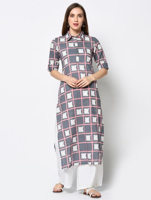 women's straight kurta - 17438900 - Very Small Image - 1