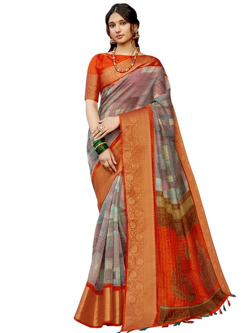 abstract printed saree - 17439809 - Very Small Image - 1