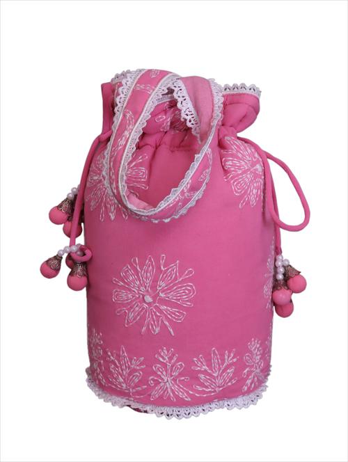 pink polyester ethnic potli - 17440046 - Very Small Image - 1