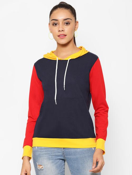 hooded neck color block sweatshirt - 17440427 - Very Small Image - 1