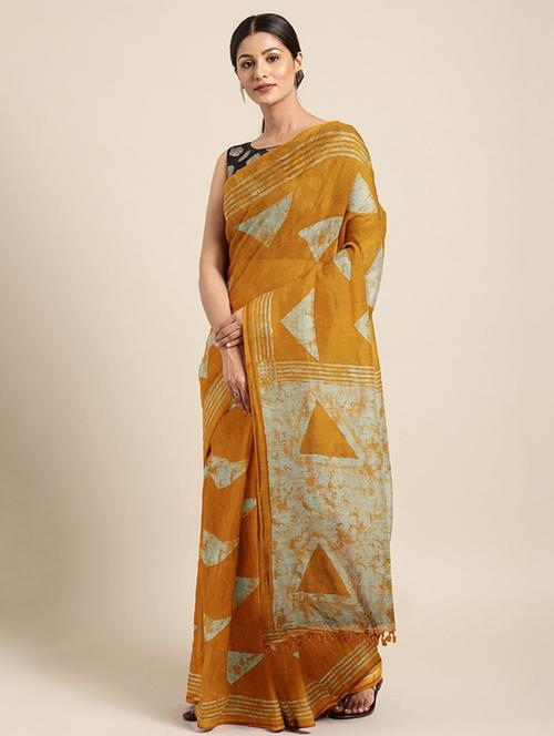 geometrical chanderi saree with blouse - 17441788 - Very Small Image - 1