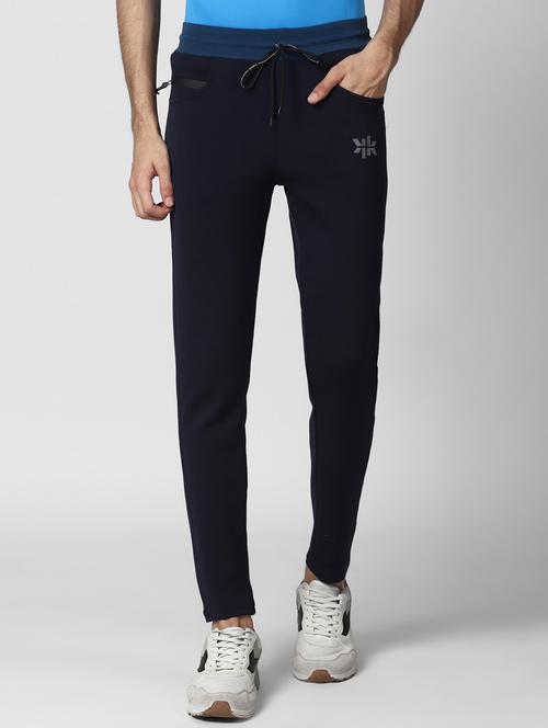 navy blue solid full length track pant - 17441865 - Very Small Image - 1