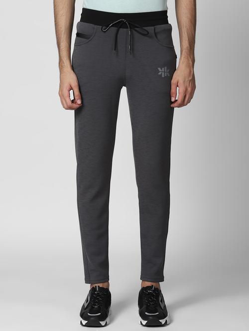grey solid full length track pant - 17441866 - Very Small Image - 1