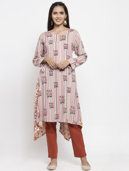 floral asymmetric kurta - 17443115 - Very Small Image - 1