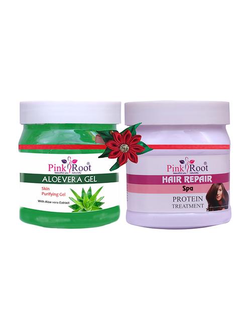 pink root aloe vera gel 500gm with garlic hair mask 500gm - 17445501 - Very Small Image - 1