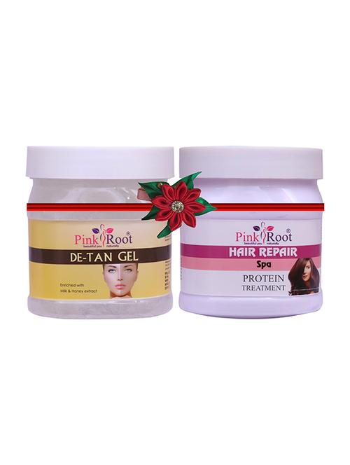 pink root de-tan gel 500gm with garlic hair mask 500gm - 17446030 - Very Small Image - 1
