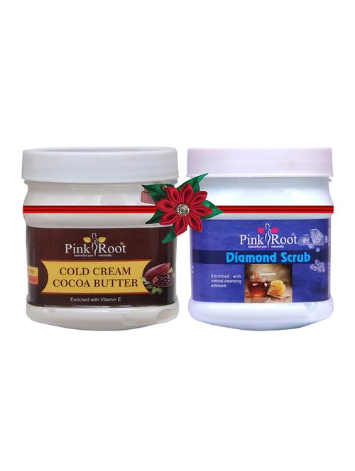 pack of 2 pink root cocoa butter cold cream 500gm with de-tan scrub 500gm - 17446945 - Very Small Image - 1