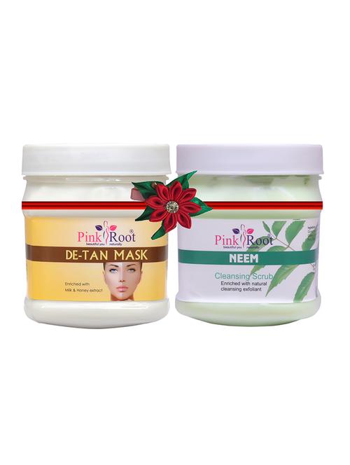pack of 2 pink root de-tan mask 500gm with mint scrub 500gm - 17447038 - Very Small Image - 1