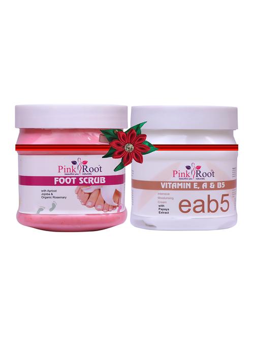 pink root foot scrub 500gm with tea tree mud mask 500gm - 17447172 - Very Small Image - 1